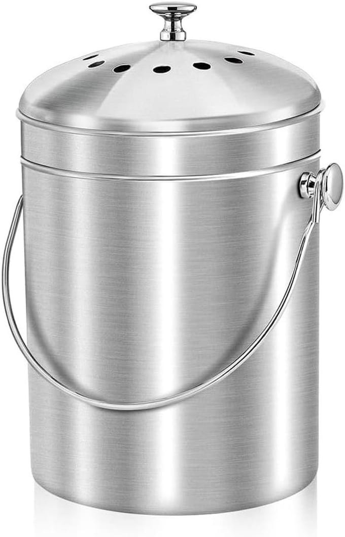 Compostemmer Keuken - Voedselafval emmer - Afval scheiden - Geurloos - 1.3 Gallon - Zilver