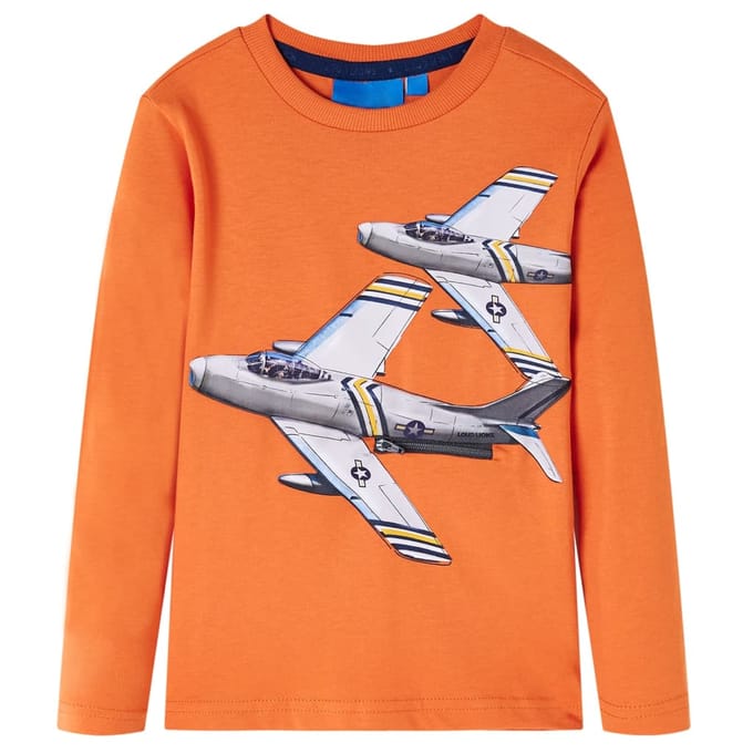 vidaXL - Kindershirt - met - lange - mouwen - 92 - donkeroranje