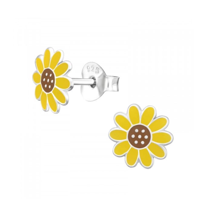 Kinderoorbellen 'Zonnebloem' - Zilver
