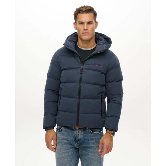 Superdry - Microvezel Sport Puffer Jas Met Capuchon - Heren - Gewatteerde jassen