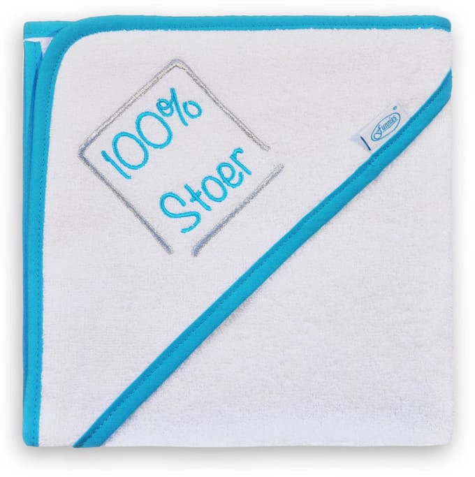 Funnies Badcape 100 % Stoer Junior 80 Cm Katoen Wit/blauw