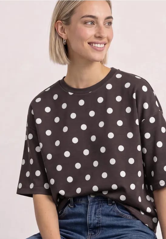 Sweatshirt met korte mouwen en ronde hals