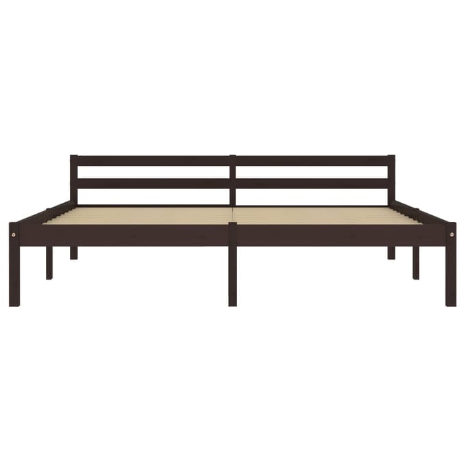 vidaXL - Bedframe - massief - grenenhout - donkerbruin - 160x200 - cm