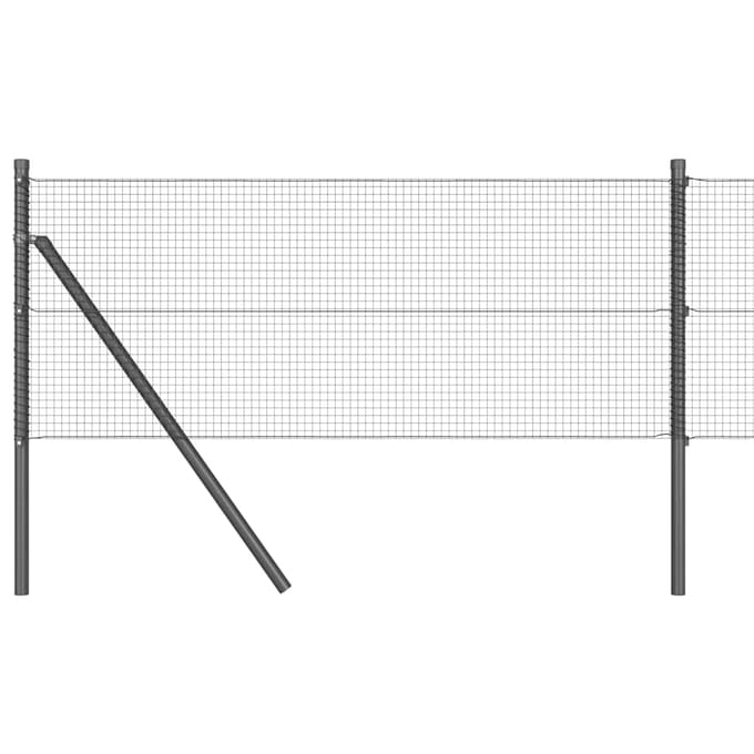 vidaXL - gelast - draadhek - met - grondbevestiging - 10 - x - 0,5 - m - Grijs - Mesh