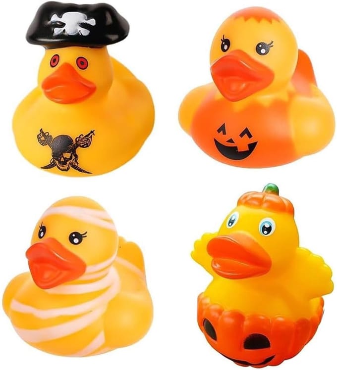 Set van 4 Halloween Rubberen Eendjes - Badspeelgoed en Feestartikelen