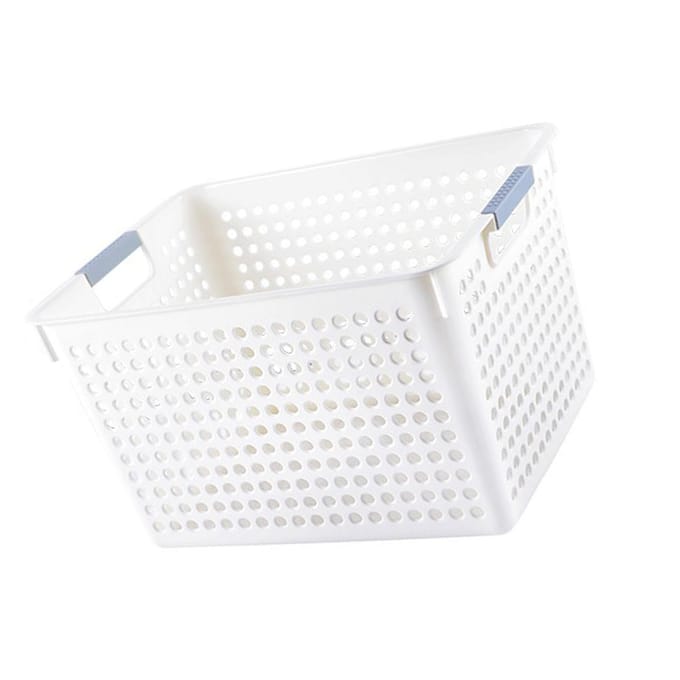 Plastic Opbergmand Rechthoekig Multifunctioneel Draagbaar Holle Bureau Opbergbakken met Handvat white