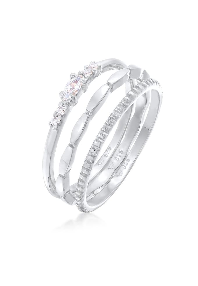 Elli - Ring - Dames Stack Marquise Basis Set met Zirkonia Kristallen in 925 Sterling Zilver - Dames