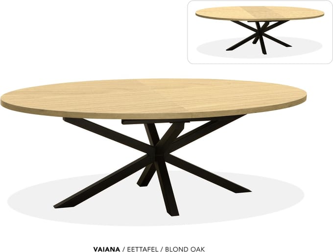 Maxfurn - Ovale uitschuiftafel 200/260 | Zeer krasvast | Kleur: Blond Oak