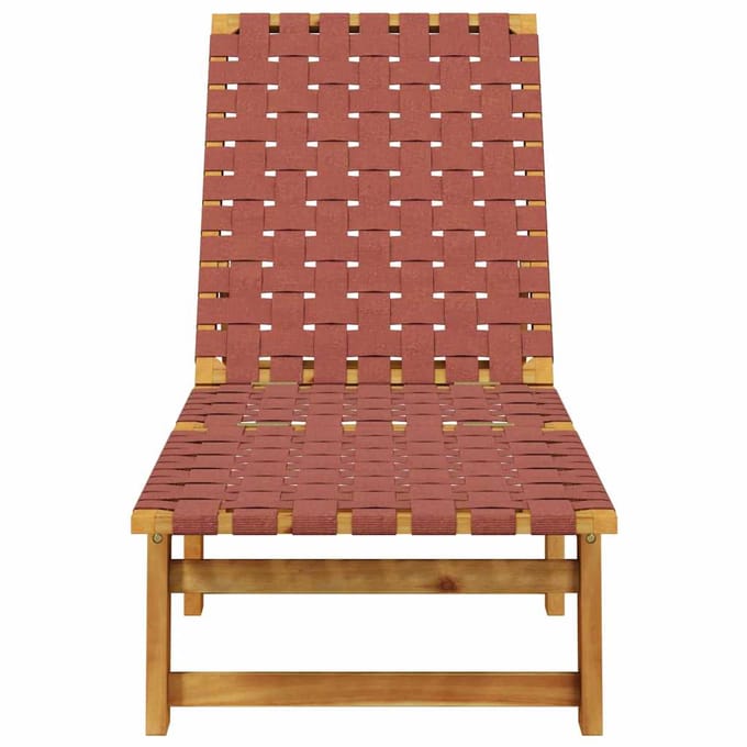 vidaXL - Ligbed - massief - acaciahout - en - stof - rood