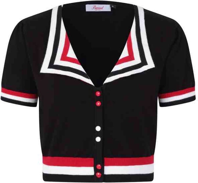 Dancing Days - Collar Sailor Crop top - L - Zwart