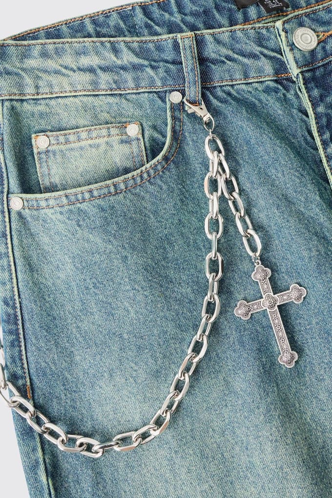 Cross Skull Jean-ketting in zilver | Silver