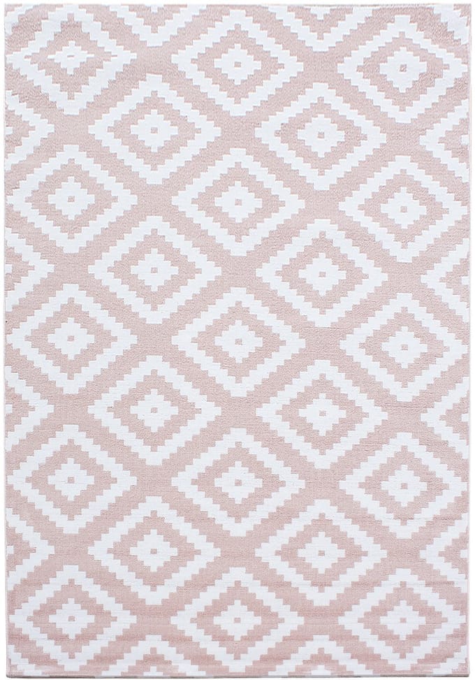 Plus Vloerkleed – Pink – Ruitmotief – Laagpolig & Modern