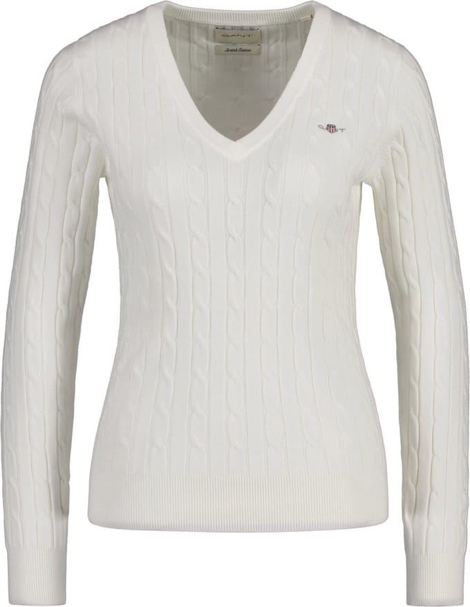 GANT Gebreide trui STRETCH COTTON CABLE V-NECK