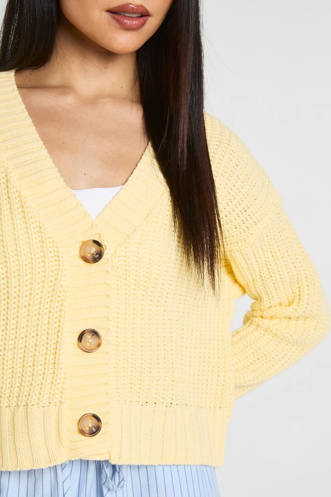 boohoo Dames Doorknoop Crop Vest | Citroen | Maat: Medium