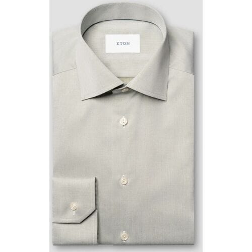 Eton Overhemd Solid Color Organic Cotton Signature Twill Groen / male