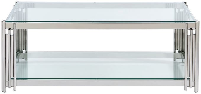 Vente-unique Salontafel van gehard glas en roestvrij staal - Verchroomd - NOMELANO