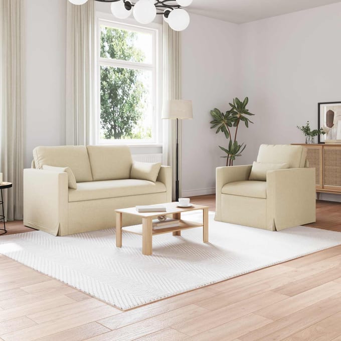 vidaXL Bankstel 2 pcs Crème 139 x 78 x 80 cm Stof
