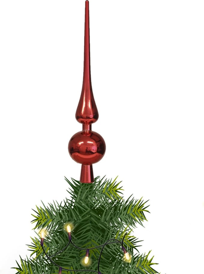 Othmar Decorations Kerstboom piek - rood - 28 cm - kunststof - kerstpiek