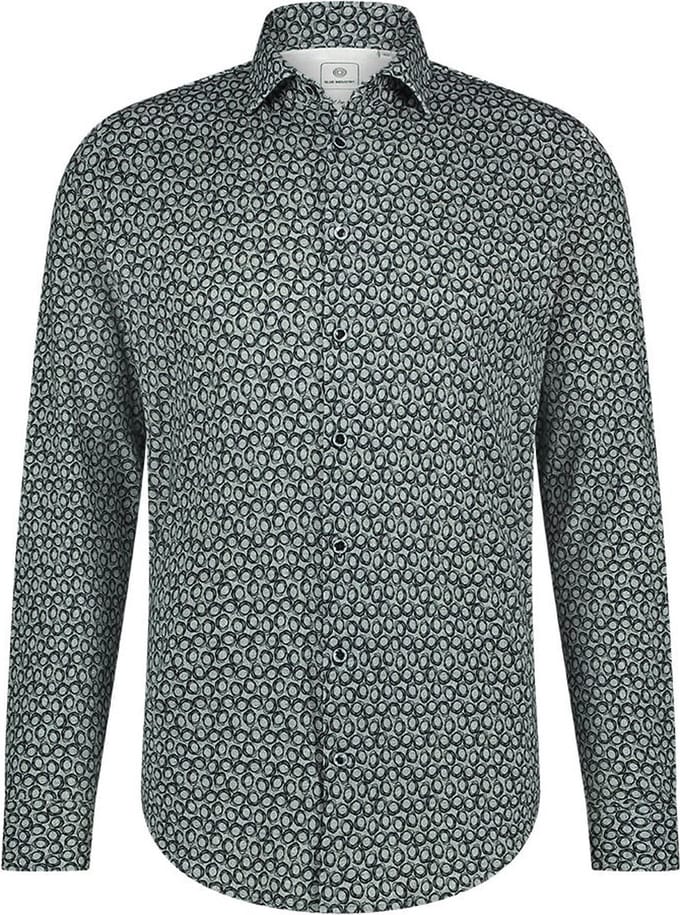 Blue Industry Overhemd Print Grijs - Maat 43 - Heren - Overhemden Casual