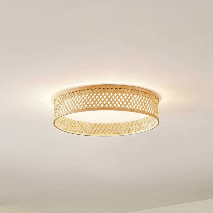 Lindby LED plafondlamp Eilif, bamboe, Ø 40 cm