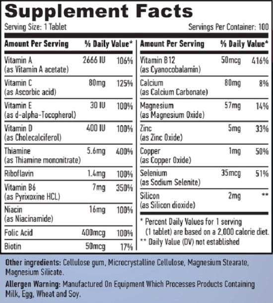Haya Labs Basis multivitamine voor volwassenen - 100 tabbladen 1 unit