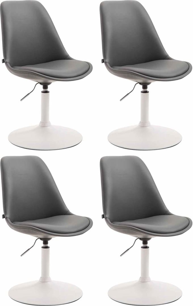 CLP Maverick Set van 4 Eetkamerstoelen - Kunstleer grijs wit