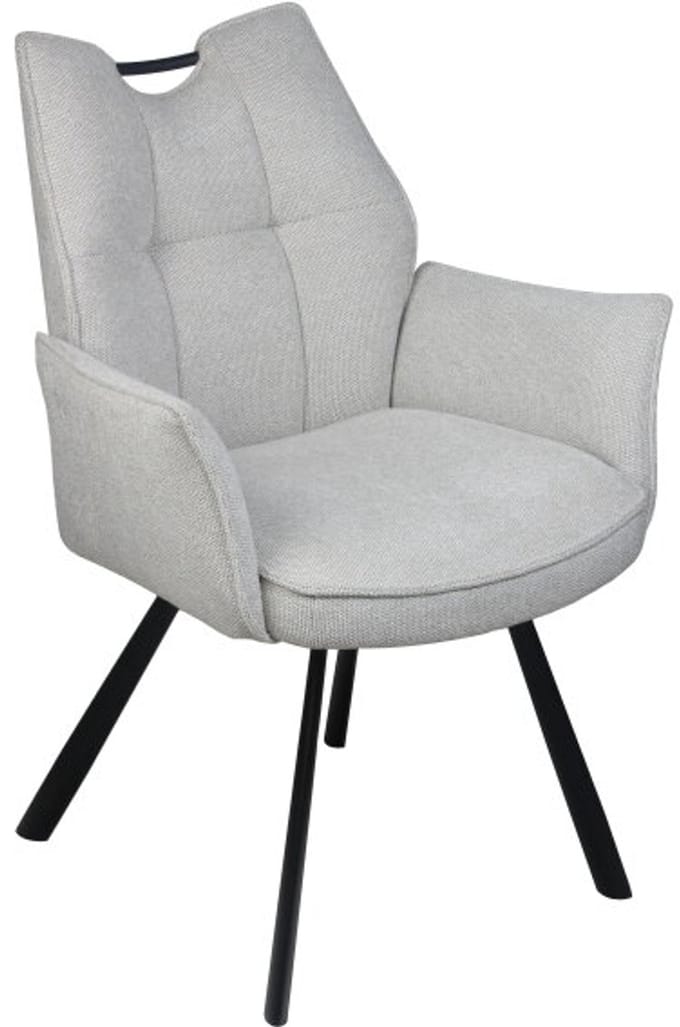 Eetkamerstoel Felien met armleuning Chenille - Beige - eetkamerstoelen set van 2