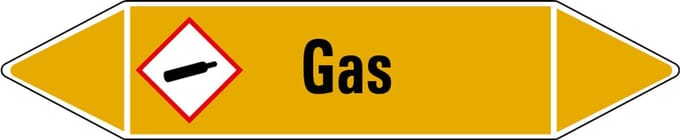 Gas leidingmarkering op vel 252 x 52 mm - 3 per vel
