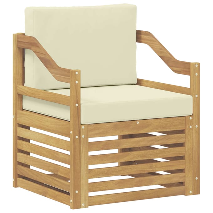 vidaXL - Buiten - bank - set - Polyester - Wit - en - crèmekleurig