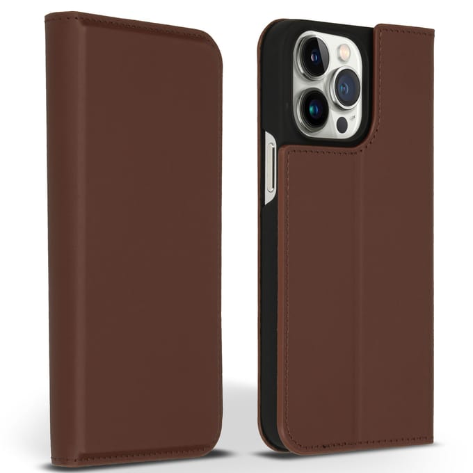 Accezz Hoesje - Geschikt voor Apple iPhone 14 Pro Max - Premium Leather Slim Bookcase - Bruin