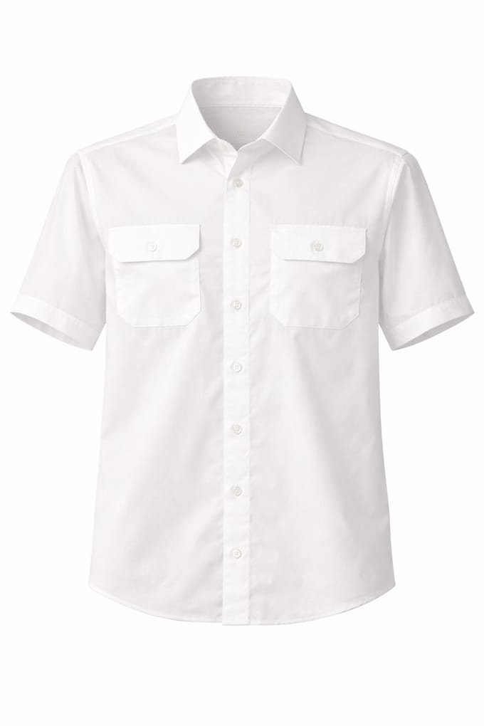 Herenblouse Greiff Basic Regular Fit – Wit – Korte Mouw – Met Borstzakken – Maat M (39/40)
