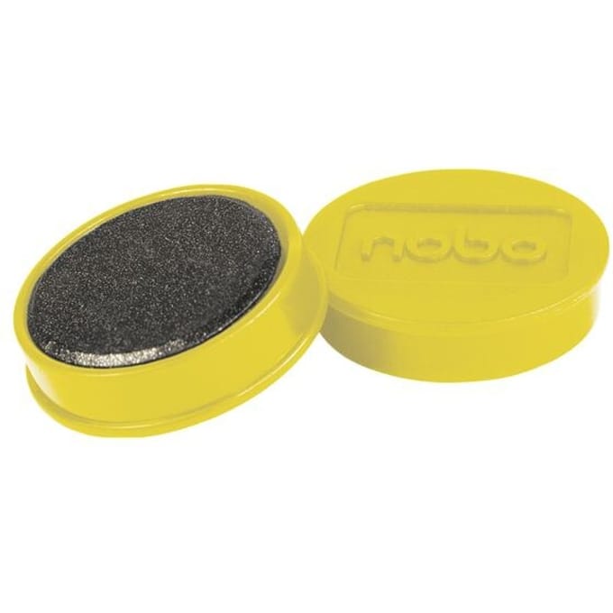 Nobo Magnetic Whiteboard Magnets 10 pack 38mm Coloured Magnets Yellow