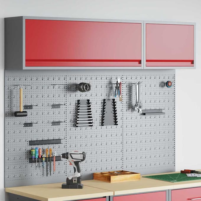 vidaXL - Gereedschapskast - Set - met - plank - 5 - st - Rood - Gepoedercoat - staal