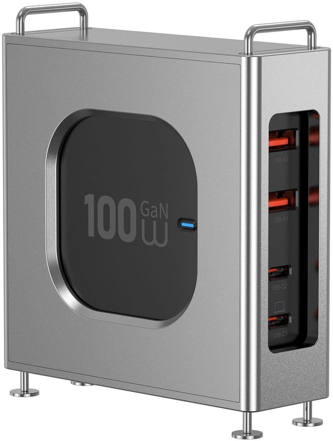 WiWU 100W snellader – Vierpoorts oplader – Titanium