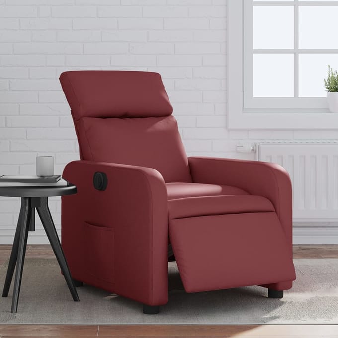vidaXL - Fauteuil - verstelbaar - elektrisch - kunstleer - wijnrood