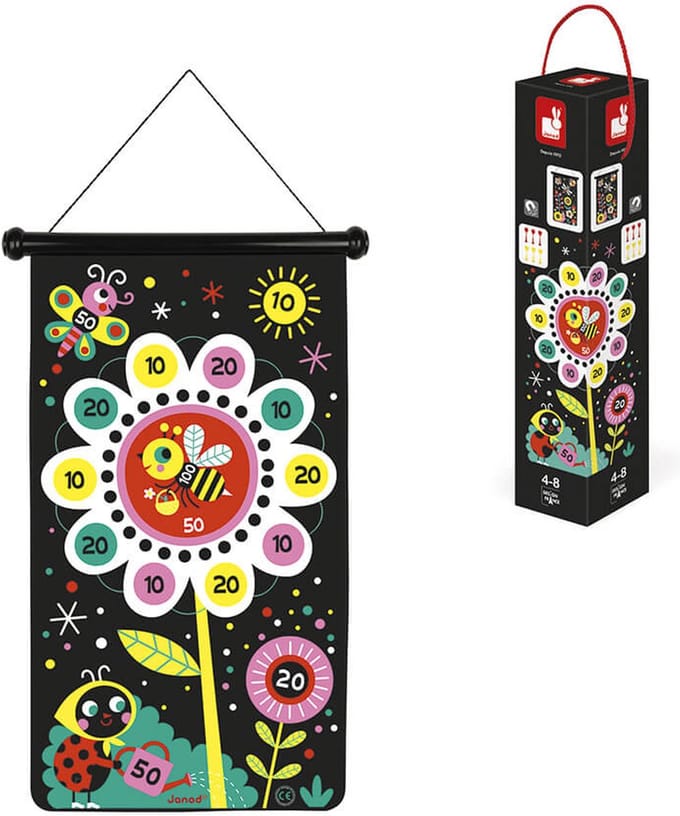 Janod - Spel - Dartspel tuin - Dubbelzijdig magnetisch dartbord