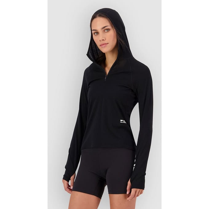 Mons Royale Bella Merino Hood Base Layer Top zwart