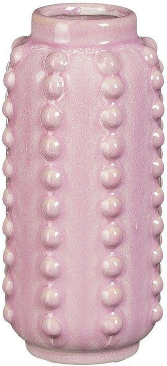 Mica Decorations Bloemenvaas - boaz - gebobbeld - roze - 18 x 8 cm