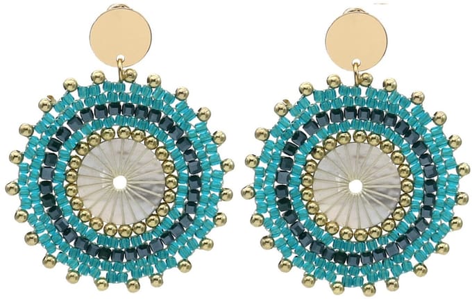 Oorbellen met glaskralen – blauw – 5,5x4,5 cm