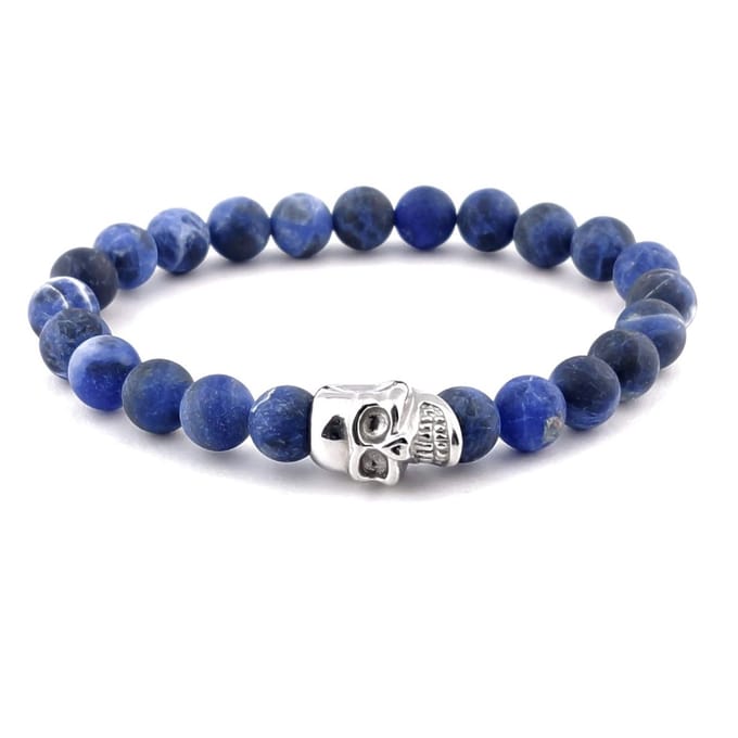 Steel & Barnett Stones Skull Armband - matt navy
