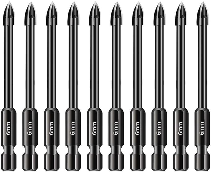 10 Stuks Multifunctionele Boorbits voor Tegels en Glas - 6mm Boorset