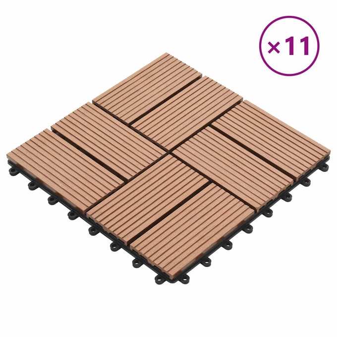 vidaXL - Terras - Tegel - 11 - st - Bruin - 30 - x - 30 - cm - WPC