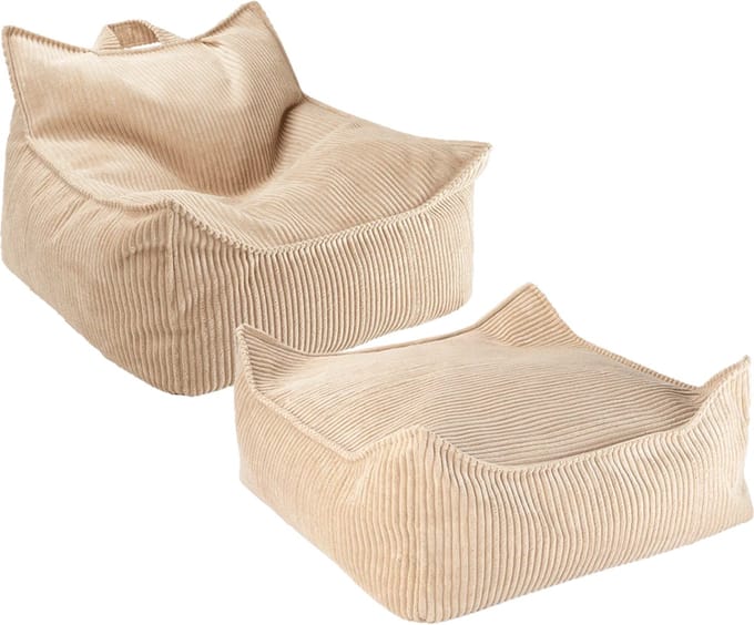 Wigiwama Beanbag Chair/Zitzak met Ottoman - Brown Sugar