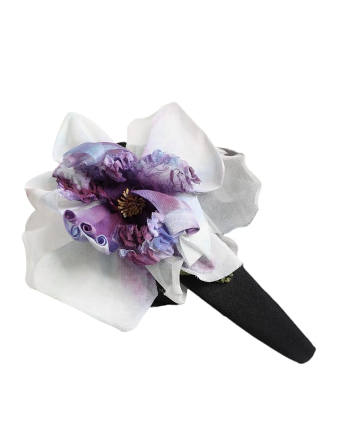 Zwart Groen Zijde Paars Wit Bloem Appliqué Accessoire Haarband