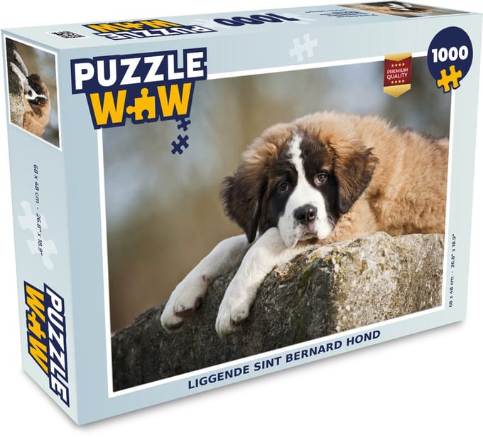 Puzzel Liggende Sint Bernard hond - Legpuzzel - Puzzel 1000 stukjes volwassenen
