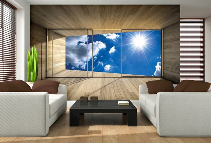 Window Sky Clouds Sun Nature Photo Wallcovering