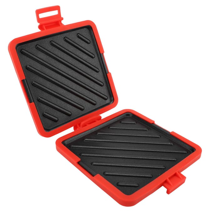 Magnetron Toastie Sandwich Maker Magnetron Toaster met Verstelbare Siliconen Bandjes Nee L rood