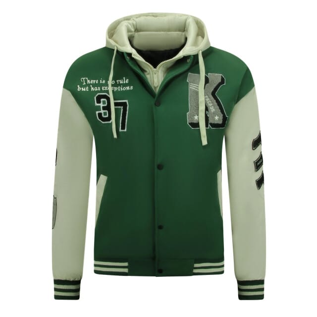 College Jack Heren Oversized met Capuchon - 8630 - Groen