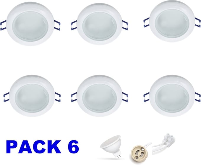 ELMARK Inbouwspot LED - 6W - Rond - Waterdicht IP65 - Dimbaar - Ø 70mm - 6-Pack - Wit- 25000h