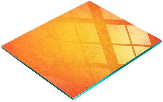 Glazen serveerplank met afbeelding, oranje gips, 60x52 cm